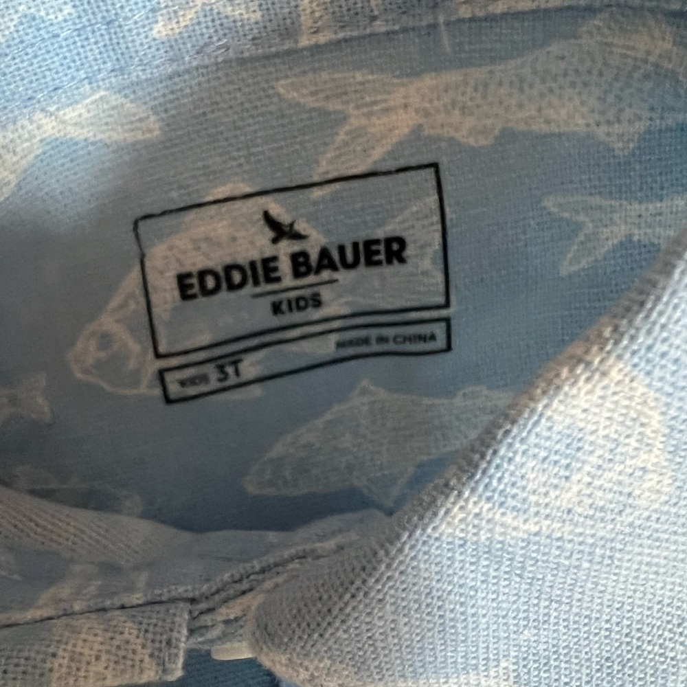 Eddie Bauer 2 pc Fish Print Linen blend short set NWT - Picture 3 of 5